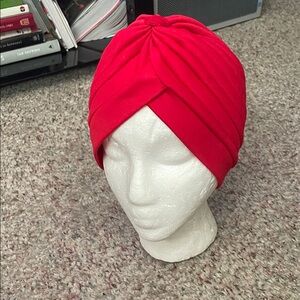 Vintage Red Turban Headpiece